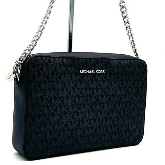 Michael Kors Large Jet Set Item EW Crossbody Bag Black Signature